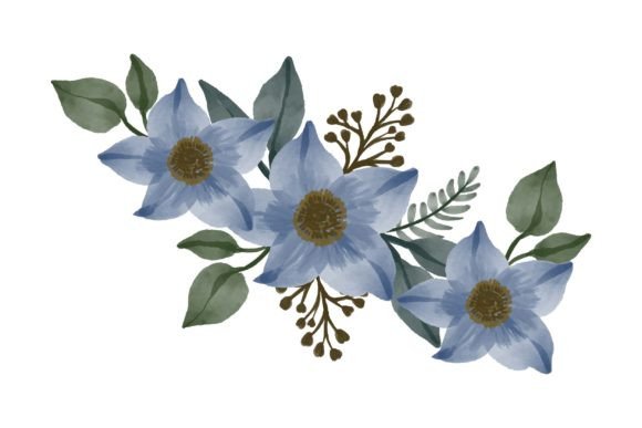 Blue Floral Watercolor Frame Illustrations for Real Crafting Magic