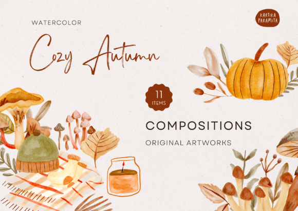Cozy Autumn Compositions Watercolor Illustrations for Real Crafting