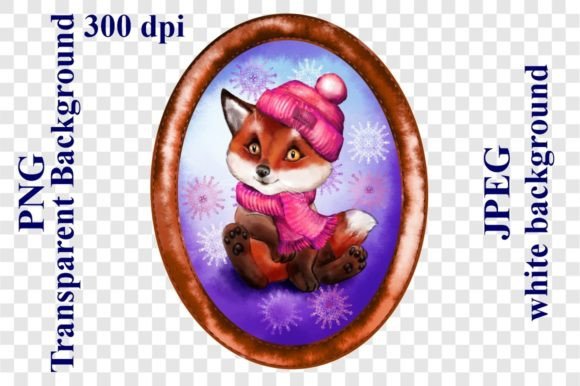 Cute Cartoon Watercolor Winter Fox Illustrations for Branding and Marketing