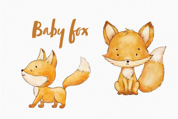 Cute Fox Watercolor Clipart Baby Animal Adds Playful Charm to Local Branding