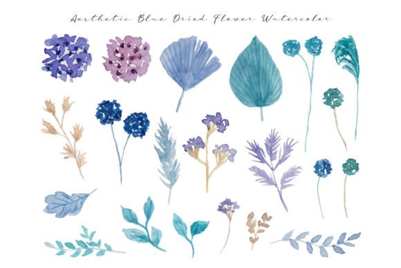 Elegant Soft Blue Flower Watercolor for Illustrations & Digital Selling