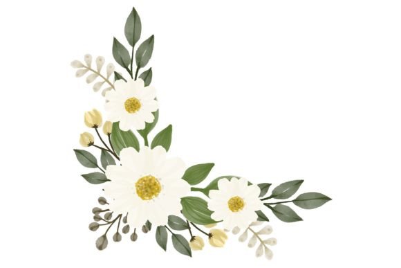 Elegant White Floral Watercolor Frames for Editorial & Blog Design