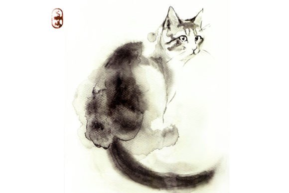 h1Watercolor Cat Illustration in Zen Style for Branding and Creative Design Projects/h1
