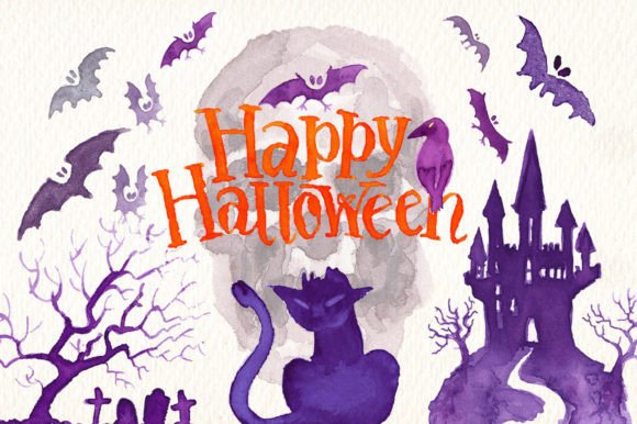 Halloween Watercolor Clipart Set for Branding & Illustrations
