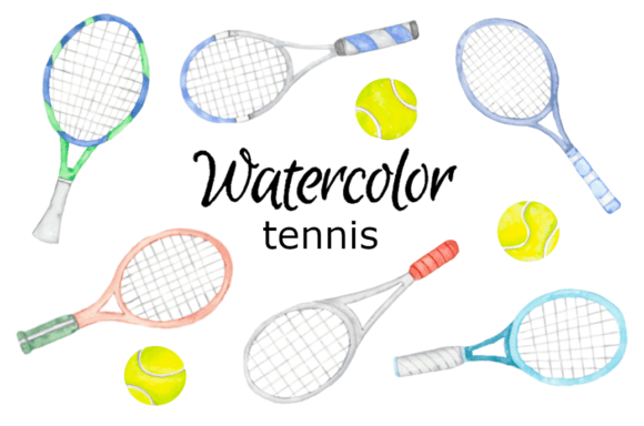 Tennis Watercolor Clipart: A Fresh Illustration for Lifestyle Branding