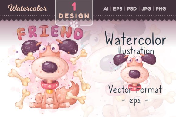Watercolor Big Dog Cartoon PNG Review for Real Embroidery Projects