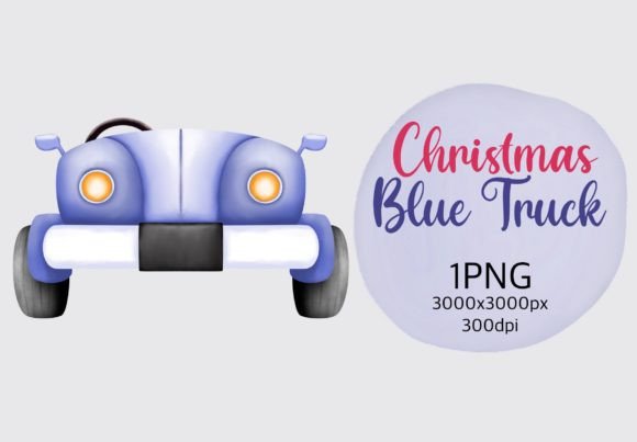 Watercolor Blue Truck Illustrations for Local Business Branding