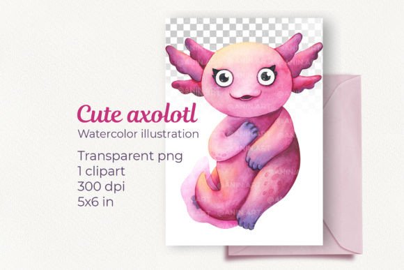 Watercolor Clipart Baby Pink Axolotl: A Fresh Illustration for Blog & Editorial Design