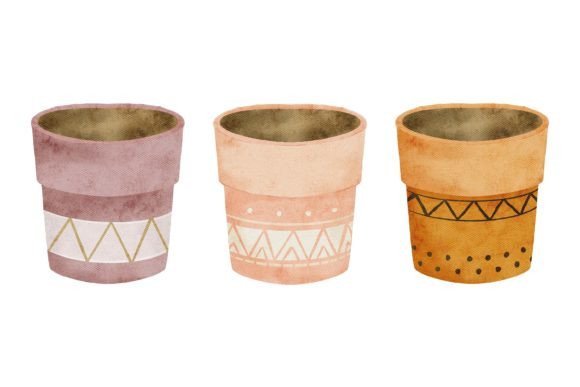 Watercolor Cute Flower Pot Illustrations for Blog & Editorial Design