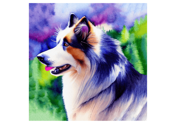 Watercolor Dog & Colorful Sheepdog Illustrations for Editorial and Web Design