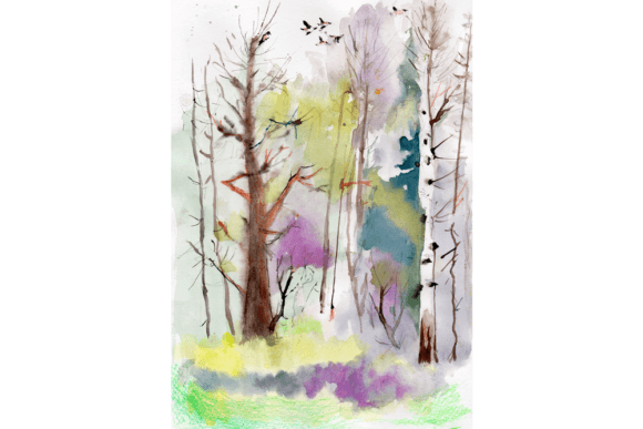 Watercolor Etude Painting of Nature Illustrations for Handmade Craft Projects