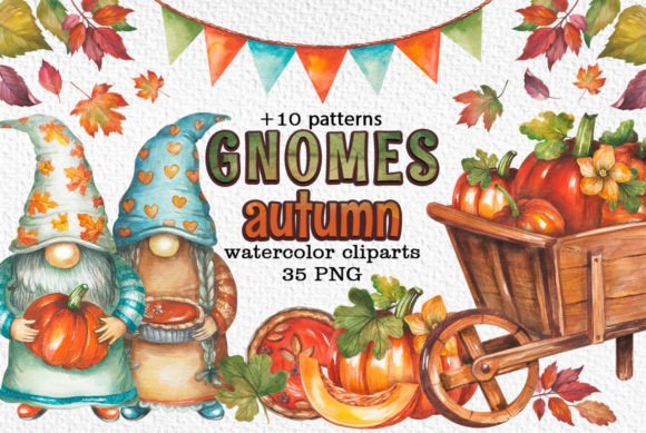 Watercolor Gnomes Autumn Illustrations: A Designer’s Take on Seasonal Charm