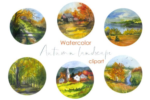 Watercolor Landscape Clipart. Fall Paint: A Brand Designer’s Review of Autumn-Inspired Illustrations