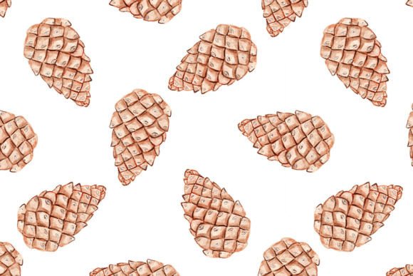Watercolor Pine Cone Seamless Pattern