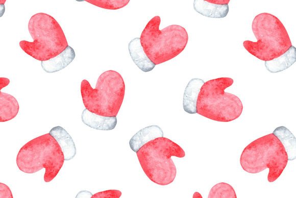 Watercolor Red Mittens Seamless Pattern for Illustrations & Design Projects