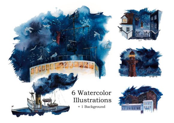 Watercolor Seaside Illustrations for Creative Sellers
