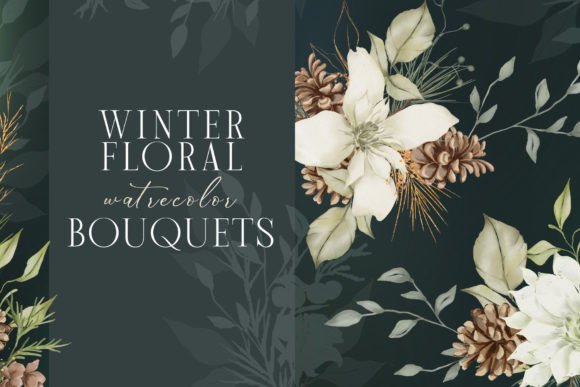 Winter Floral Watercolor Bouquets – Elegant Illustrations for Handmade Crafters